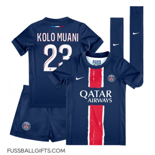 Paris Saint-Germain Randal Kolo Muani #23 Fußballbekleidung Heimtrikot Kinder 2024-25 Kurzarm (+ kurze hosen)